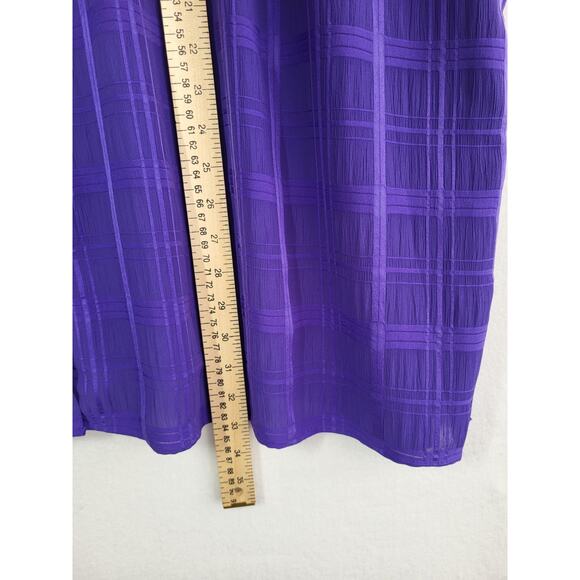 Maggie Barnes Purple Plaid Button Front Blouse 5X 3/4 Sleeve Tank Inset Top Work - Picture 8 of 10